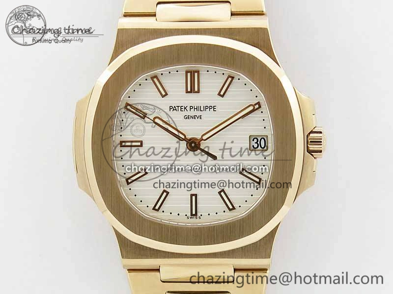 Nautilus 5711 1R PPF 1:1 Best Edition White Textured Dial on RG Bracelet 324CS (Free box)