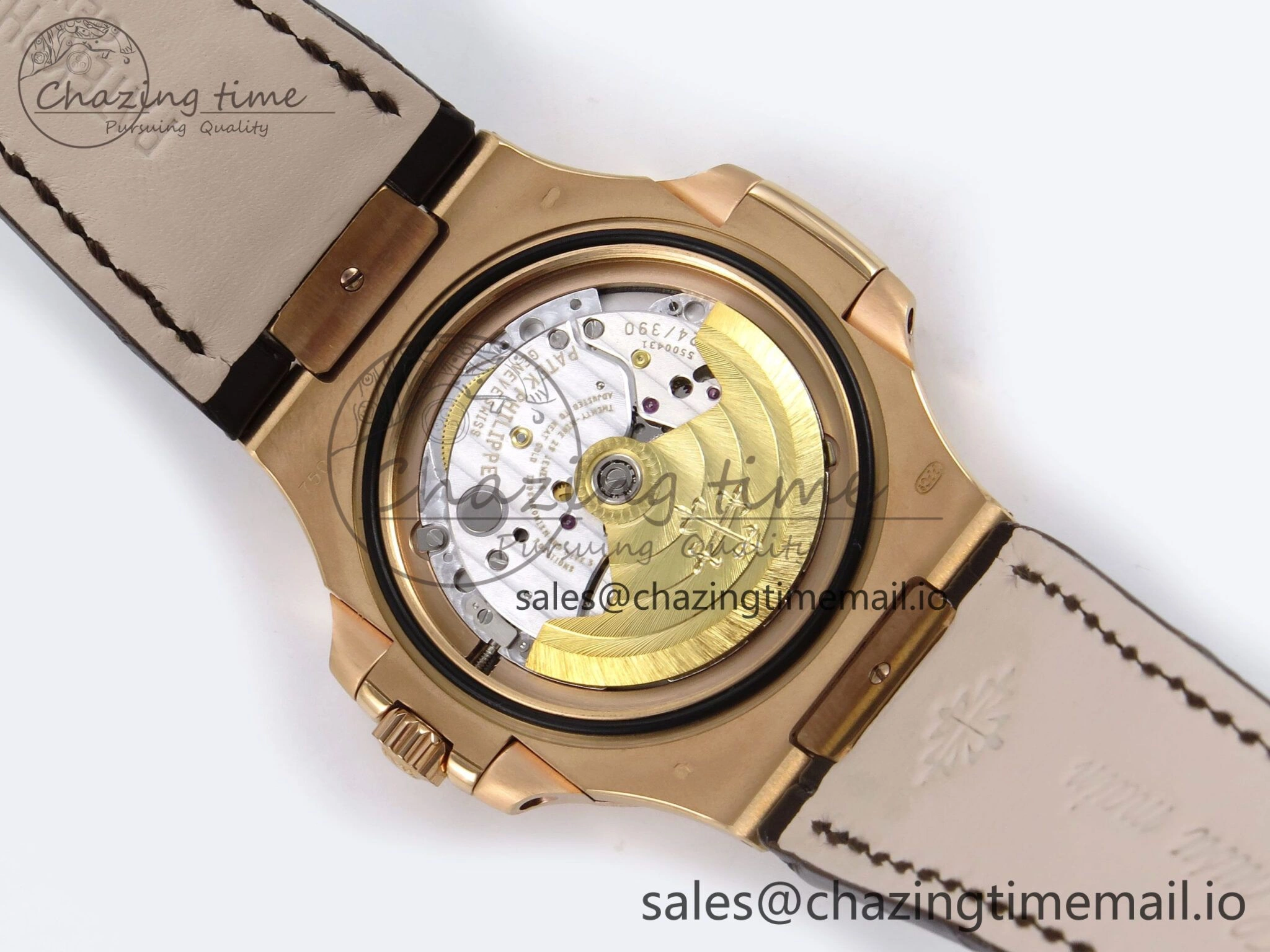 Nautilus 5711 1R RG 3KF 1:1 Best Edition Brown Textured Dial on Brown Leather Strap A324 Super Clone V2