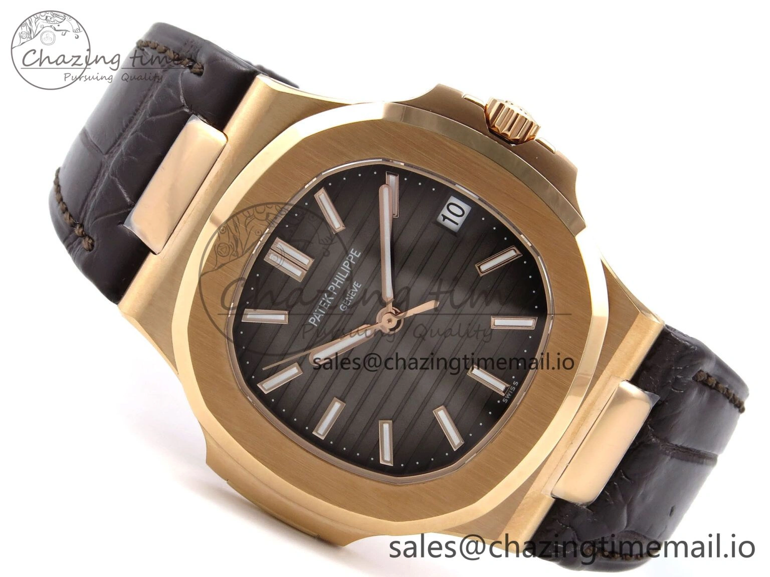 Nautilus 5711 1R RG 3KF 1:1 Best Edition Brown Textured Dial on Brown Leather Strap A324 Super Clone V2