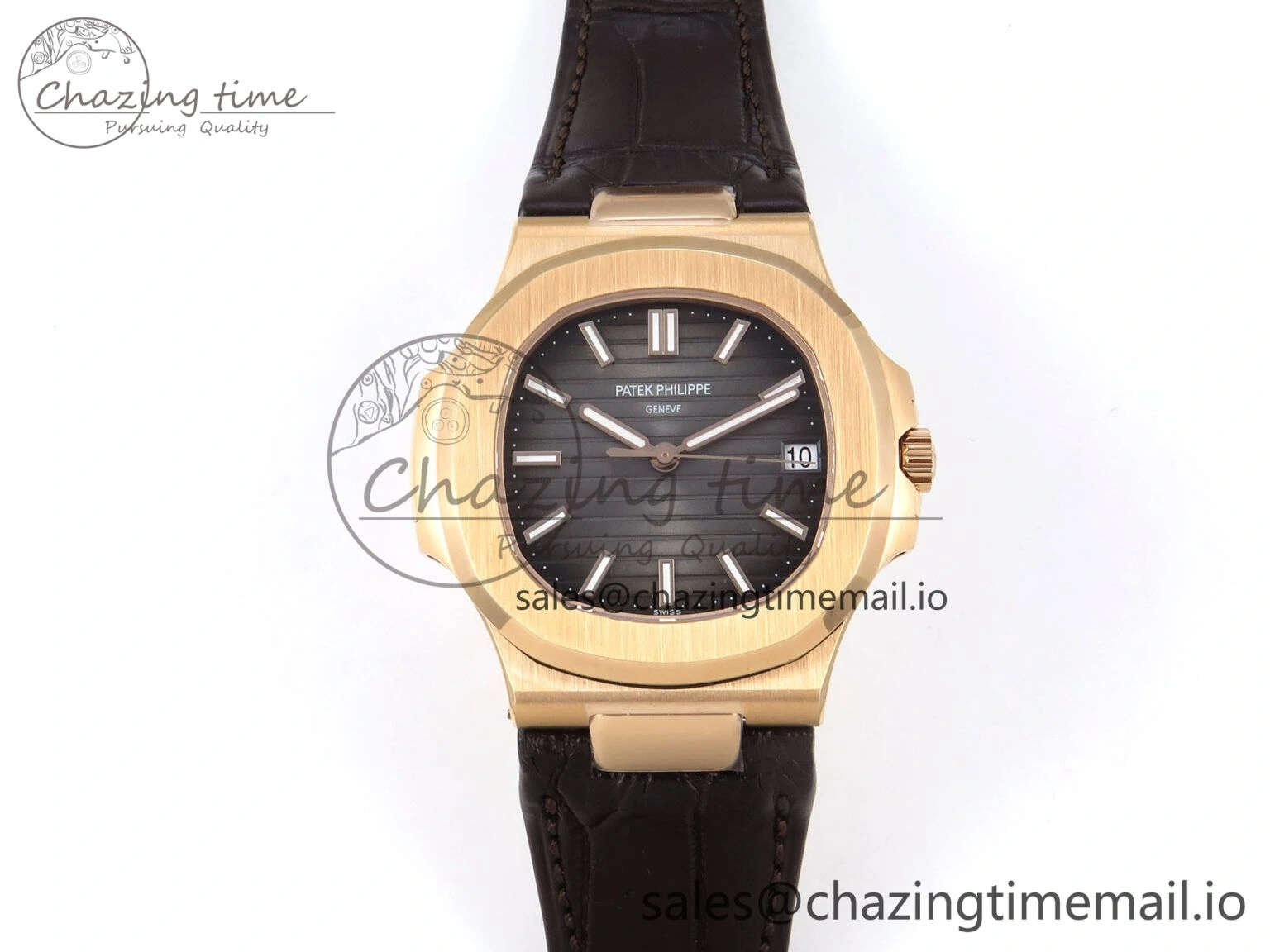 Nautilus 5711 1R RG 3KF 1:1 Best Edition Brown Textured Dial on Brown Leather Strap A324 Super Clone V2