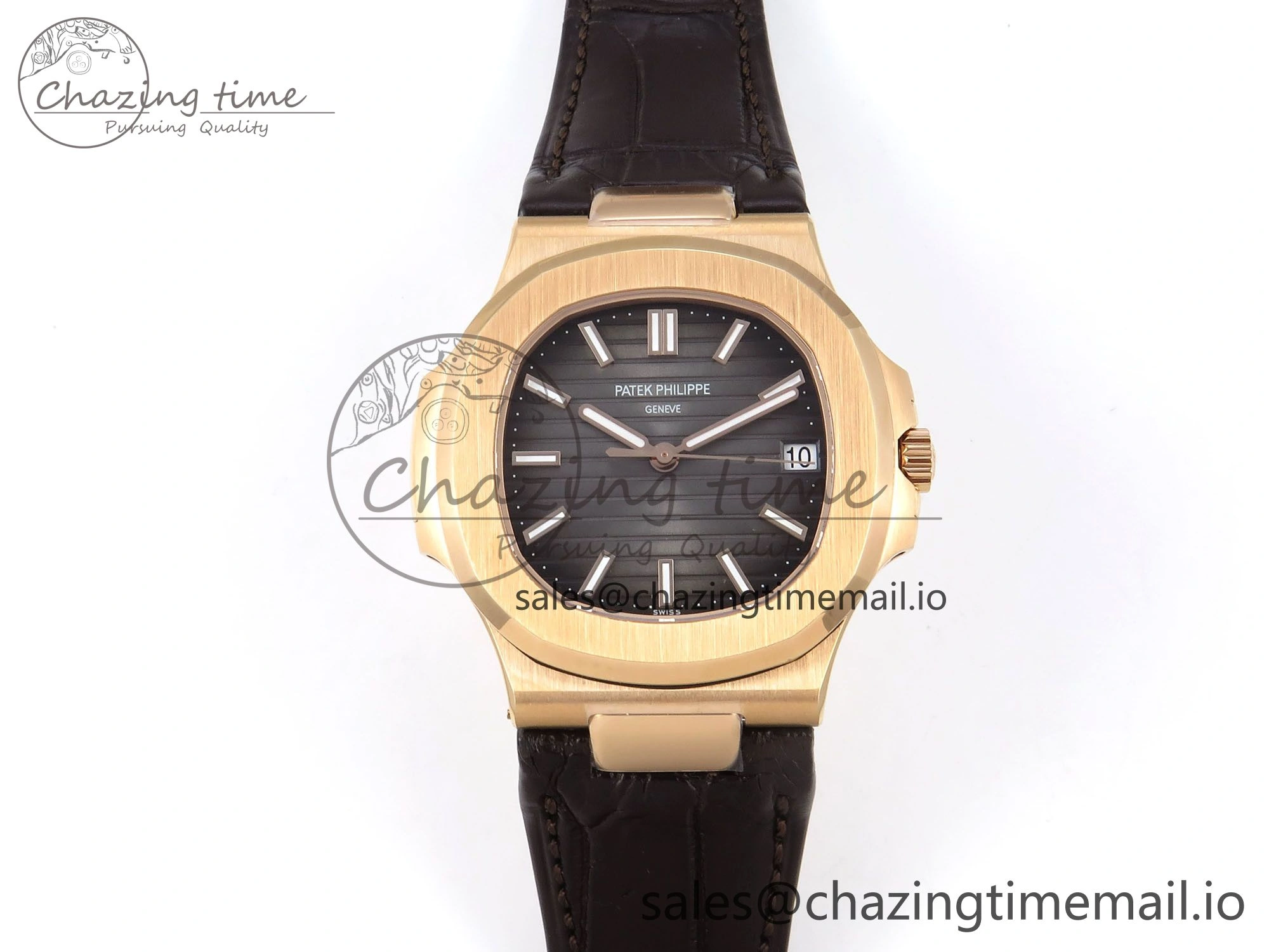 Nautilus 5711 1R RG 3KF 1:1 Best Edition Brown Textured Dial on Brown Leather Strap A324 Super Clone V2