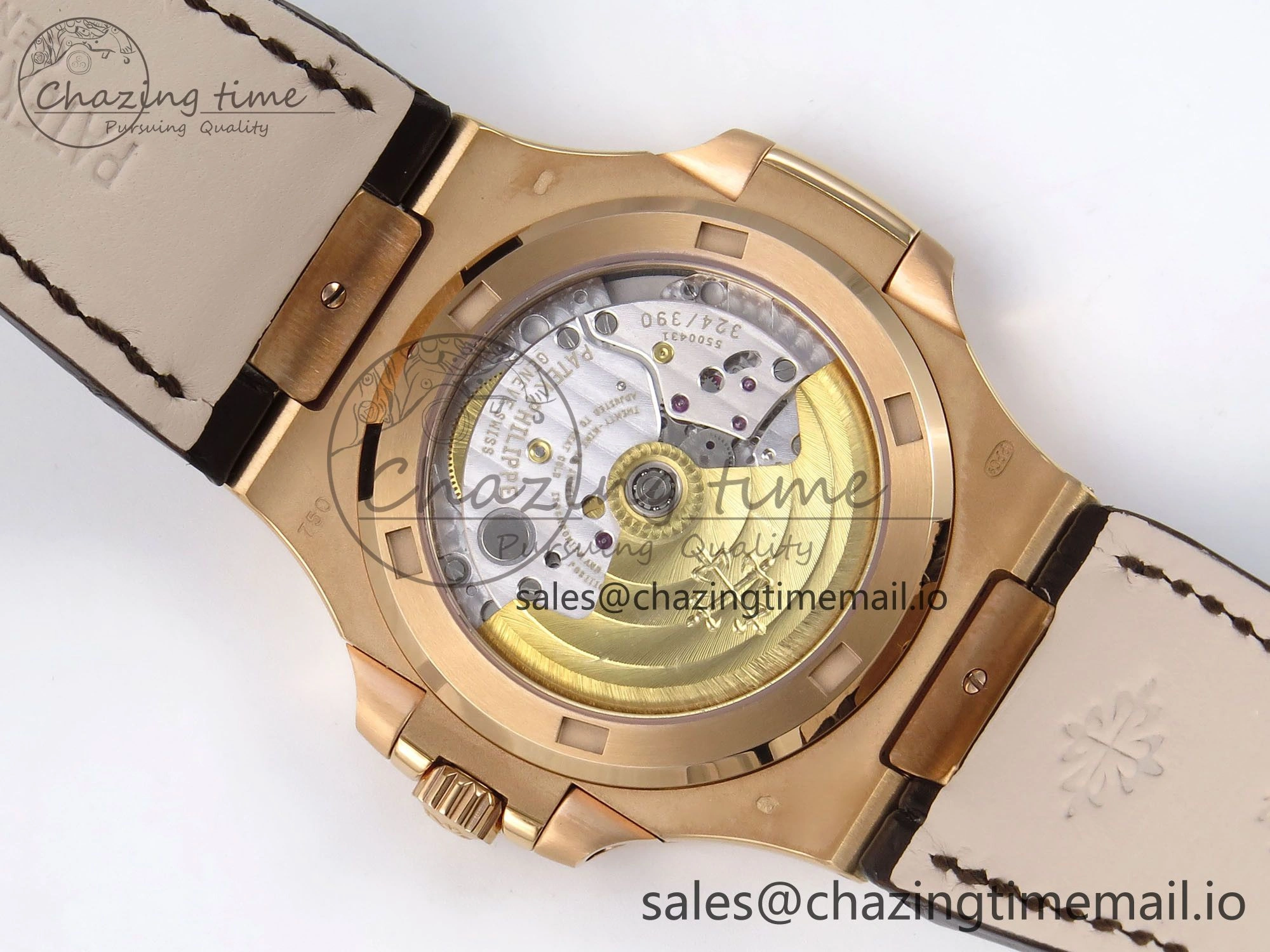 Nautilus 5711 1R RG 3KF 1:1 Best Edition Brown Textured Dial on Brown Leather Strap A324 Super Clone V2