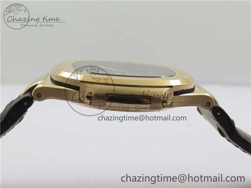 Nautilus 5711 1R RG 3KF 1:1 Best Edition Brown Textured Dial on Brown Leather Strap A324 Super Clone V2