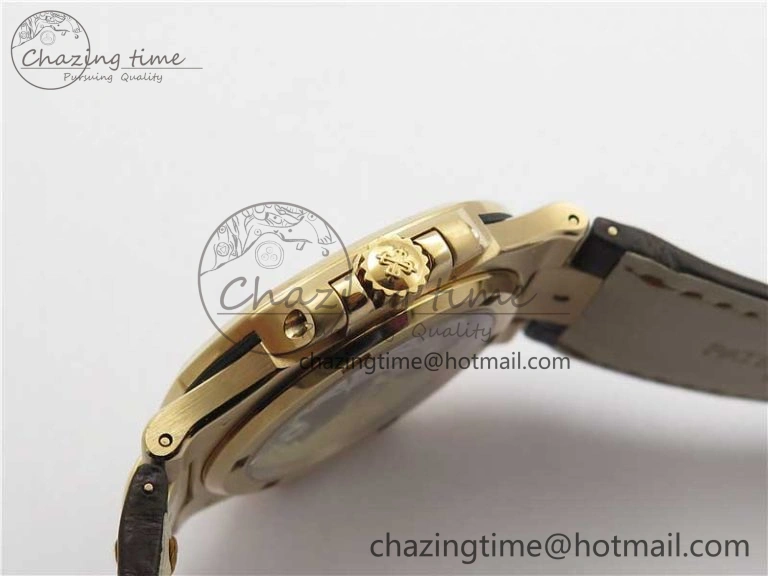 Nautilus 5711 1R RG 3KF 1:1 Best Edition Brown Textured Dial on Brown Leather Strap A324 Super Clone V2