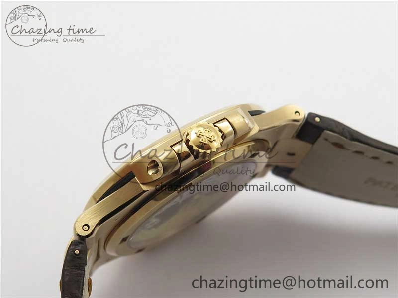 Nautilus 5711 1R RG 3KF 1:1 Best Edition Brown Textured Dial on Brown Leather Strap A324 Super Clone V2