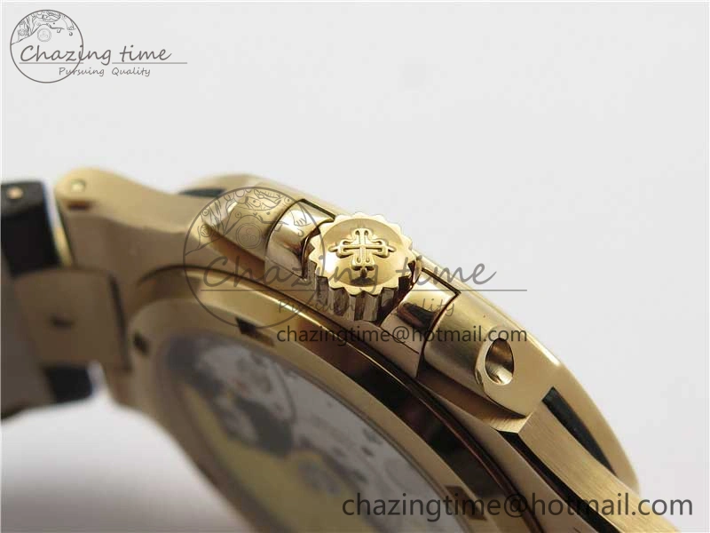 Nautilus 5711 1R RG 3KF 1:1 Best Edition Brown Textured Dial on Brown Leather Strap A324 Super Clone V2