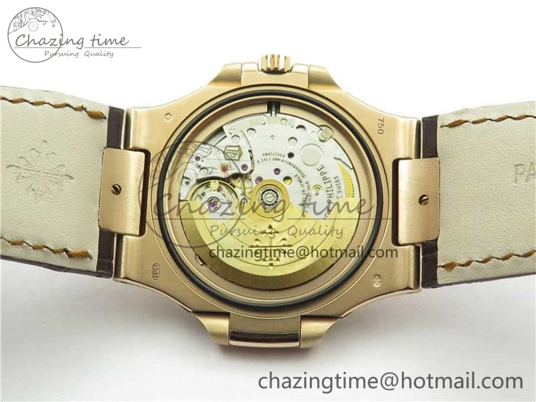 Nautilus 5711 1R RG 3KF 1:1 Best Edition Brown Textured Dial on Brown Leather Strap A324 Super Clone V2