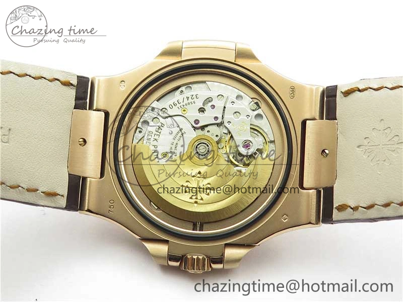 Nautilus 5711 1R RG 3KF 1:1 Best Edition Brown Textured Dial on Brown Leather Strap A324 Super Clone V2