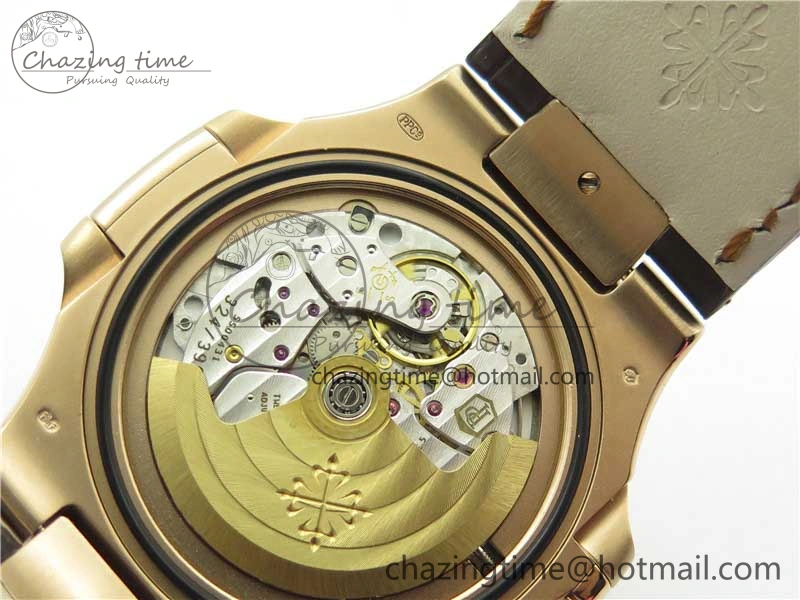 Nautilus 5711 1R RG 3KF 1:1 Best Edition Brown Textured Dial on Brown Leather Strap A324 Super Clone V2