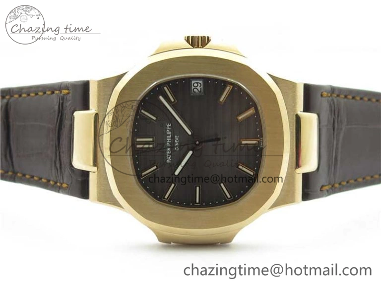 Nautilus 5711 1R RG 3KF 1:1 Best Edition Brown Textured Dial on Brown Leather Strap A324 Super Clone V2