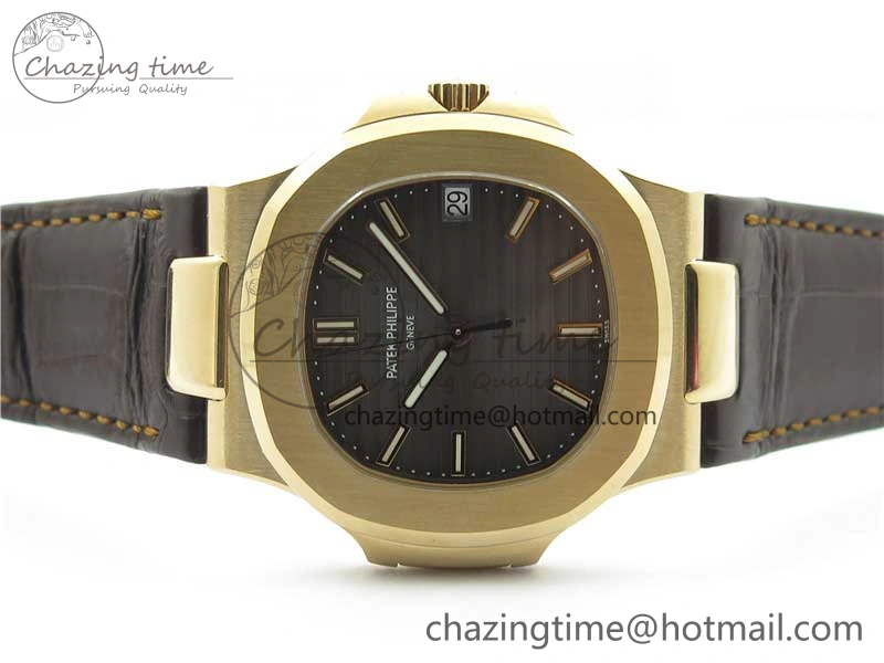 Nautilus 5711 1R RG 3KF 1:1 Best Edition Brown Textured Dial on Brown Leather Strap A324 Super Clone V2