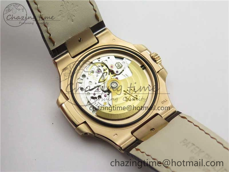 Nautilus 5711 1R RG 3KF 1:1 Best Edition Brown Textured Dial on Brown Leather Strap A324 Super Clone V2