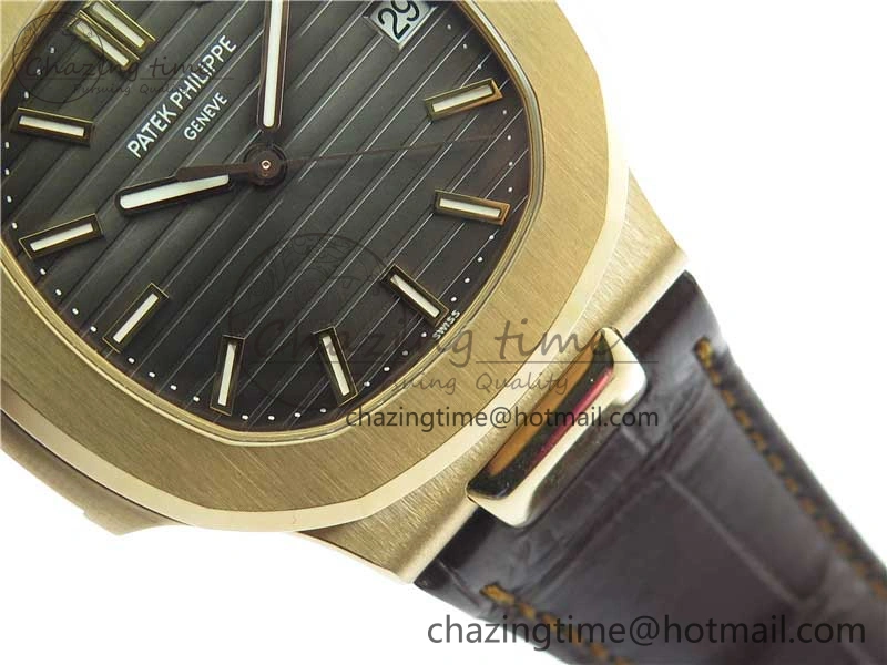 Nautilus 5711 1R RG 3KF 1:1 Best Edition Brown Textured Dial on Brown Leather Strap A324 Super Clone V2