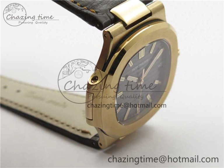 Nautilus 5711 1R RG 3KF 1:1 Best Edition Brown Textured Dial on Brown Leather Strap A324 Super Clone V2
