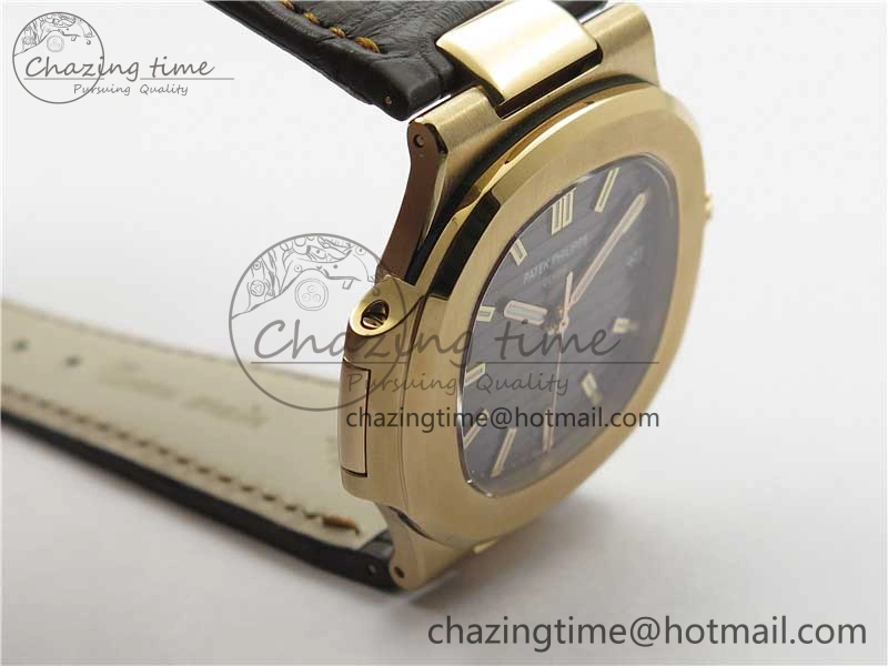 Nautilus 5711 1R RG 3KF 1:1 Best Edition Brown Textured Dial on Brown Leather Strap A324 Super Clone V2
