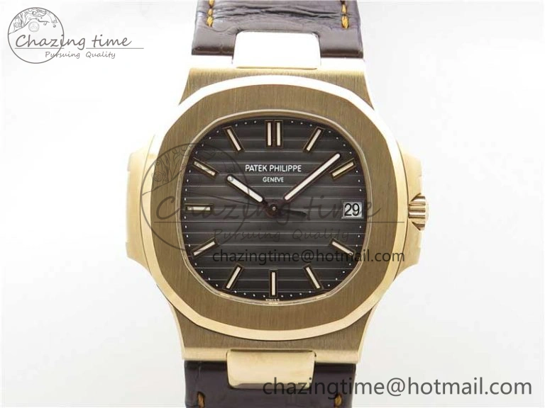 Nautilus 5711 1R RG 3KF 1:1 Best Edition Brown Textured Dial on Brown Leather Strap A324 Super Clone V2