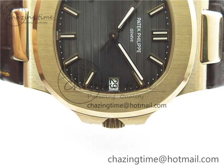 Nautilus 5711 1R RG 3KF 1:1 Best Edition Brown Textured Dial on Brown Leather Strap A324 Super Clone V2