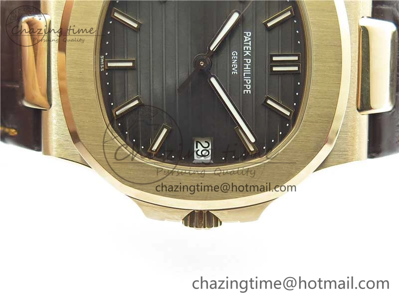 Nautilus 5711 1R RG 3KF 1:1 Best Edition Brown Textured Dial on Brown Leather Strap A324 Super Clone V2