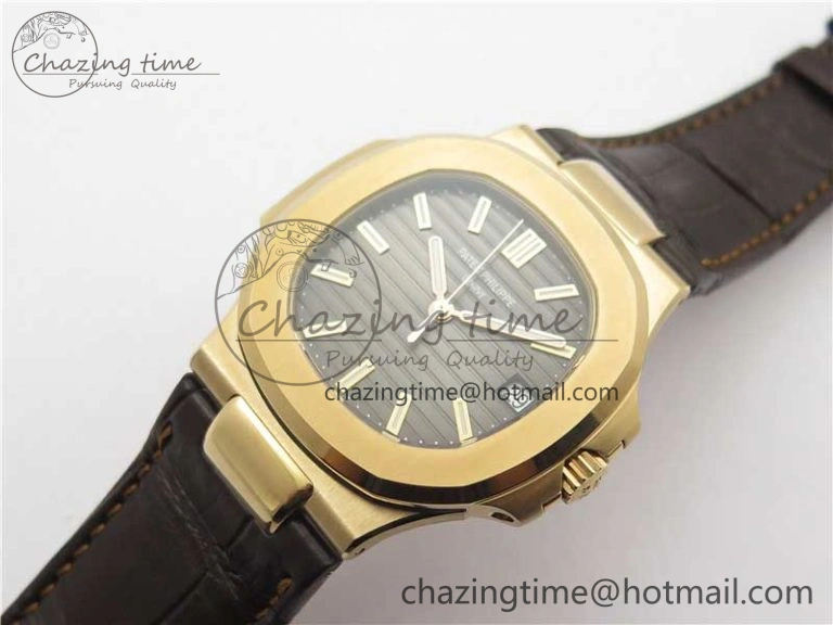 Nautilus 5711 1R RG 3KF 1:1 Best Edition Brown Textured Dial on Brown Leather Strap A324 Super Clone V2
