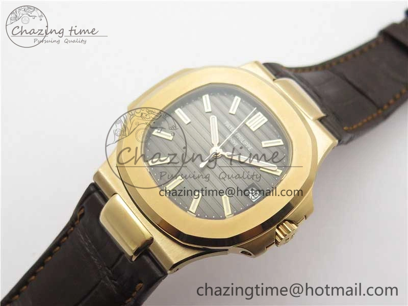 Nautilus 5711 1R RG 3KF 1:1 Best Edition Brown Textured Dial on Brown Leather Strap A324 Super Clone V2