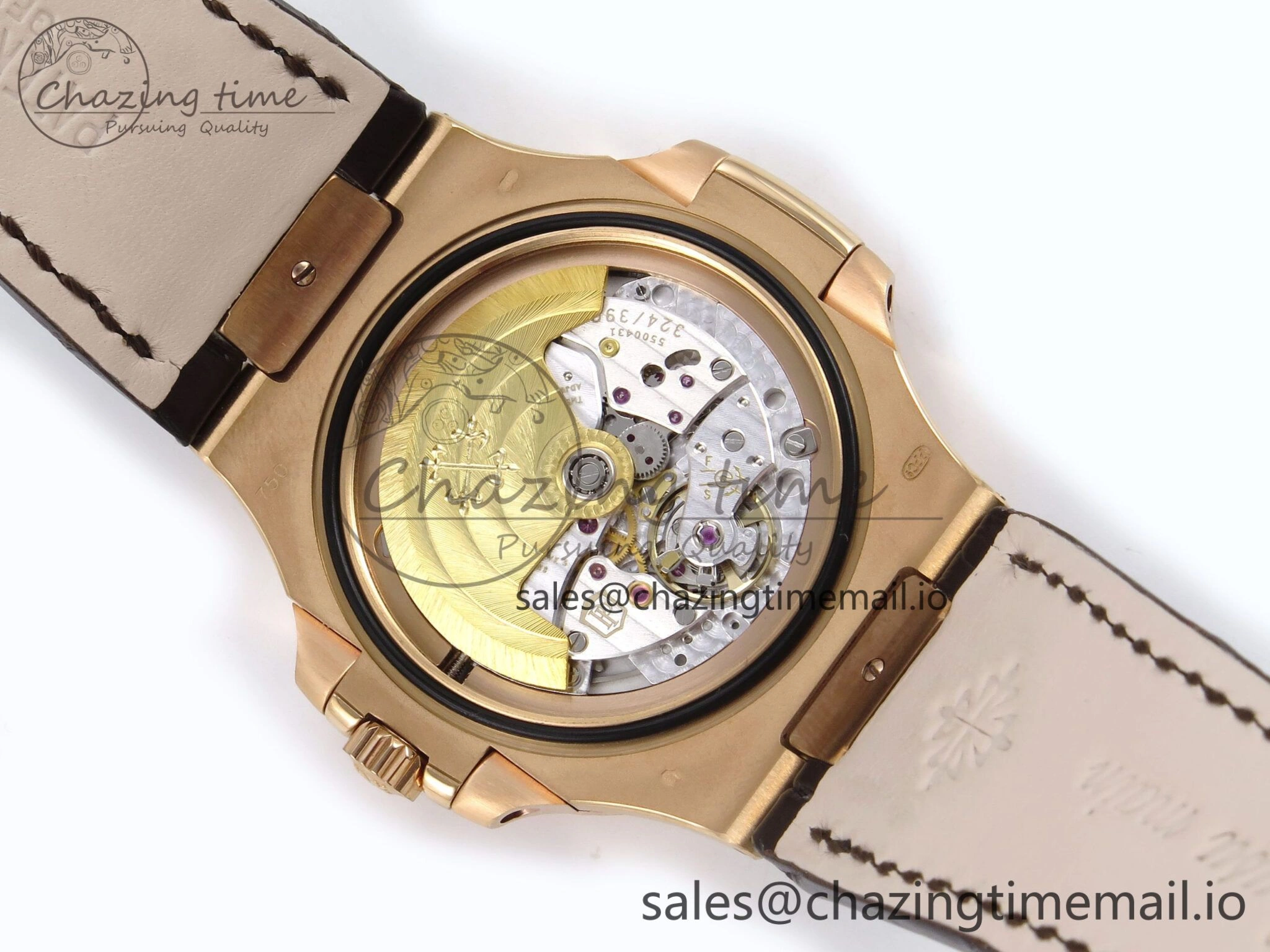 Nautilus 5711 1R RG 3KF 1:1 Best Edition Brown Textured Dial on Brown Leather Strap A324 Super Clone V2