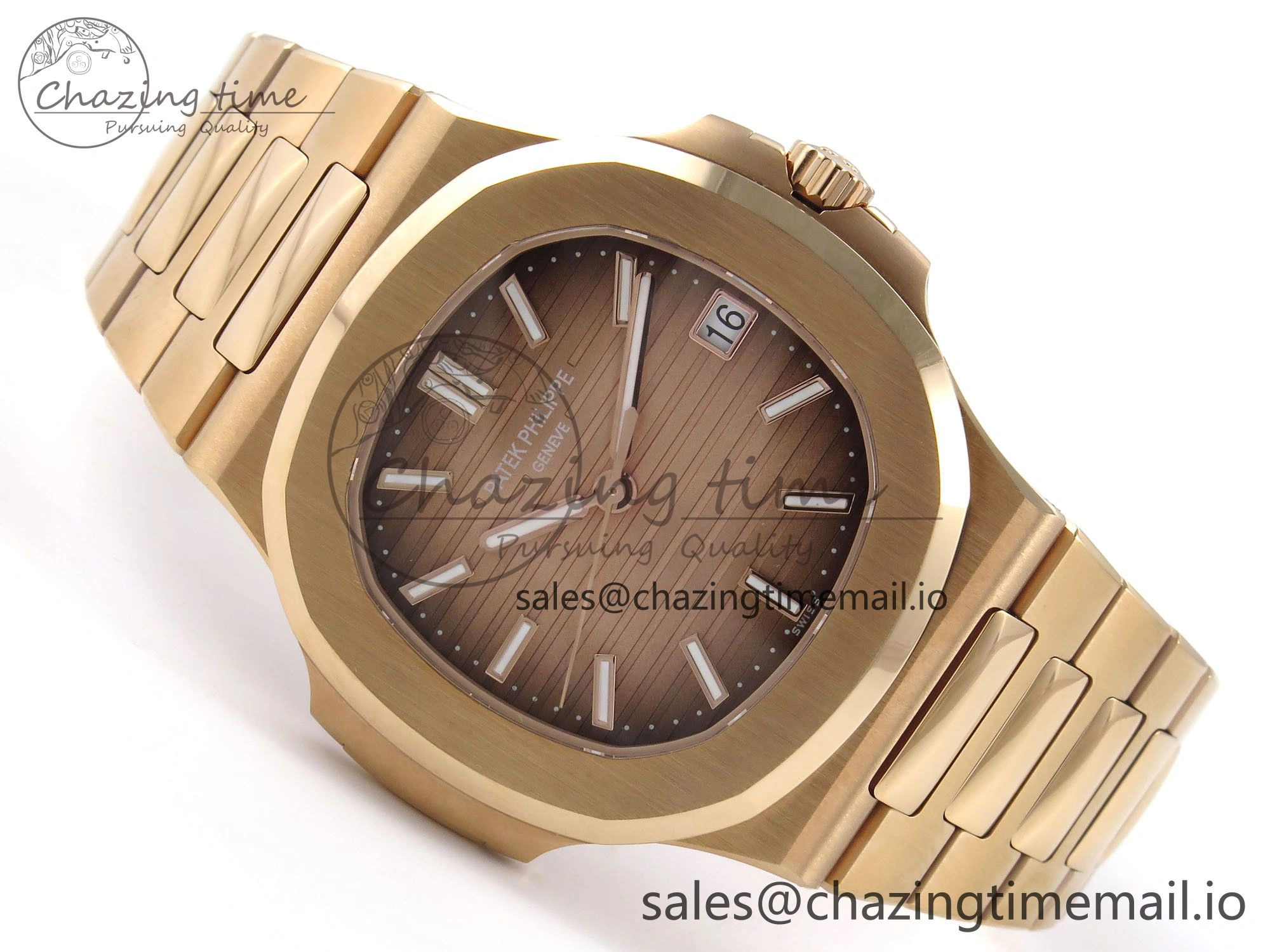 Nautilus 5711 1R RG 3KF 1:1 Best Edition Brown Textured Dial on RG Bracelet A324 Super Clone V2