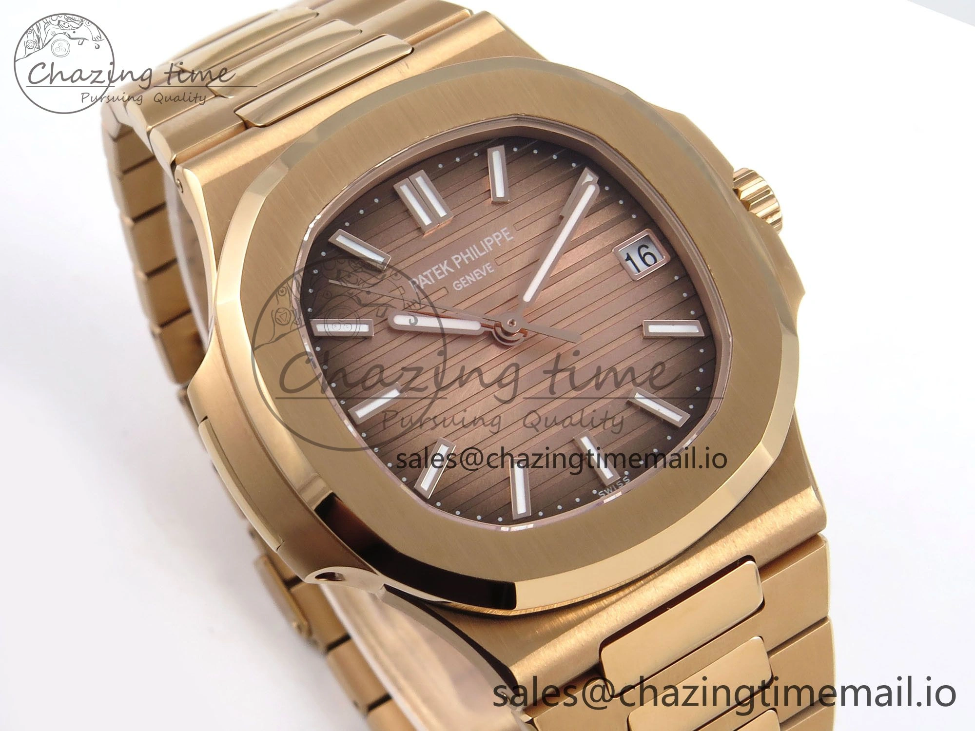 Nautilus 5711 1R RG 3KF 1:1 Best Edition Brown Textured Dial on RG Bracelet A324 Super Clone V2