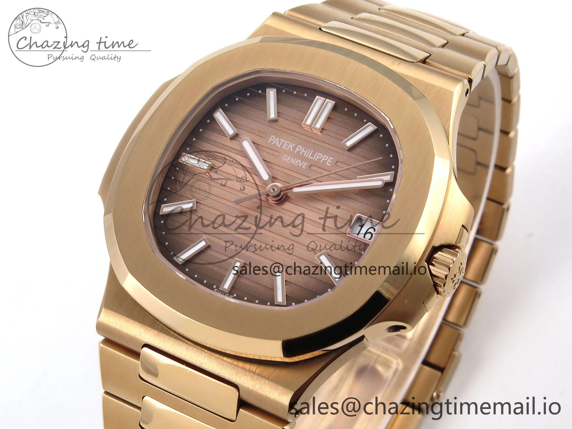 Nautilus 5711 1R RG 3KF 1:1 Best Edition Brown Textured Dial on RG Bracelet A324 Super Clone V2