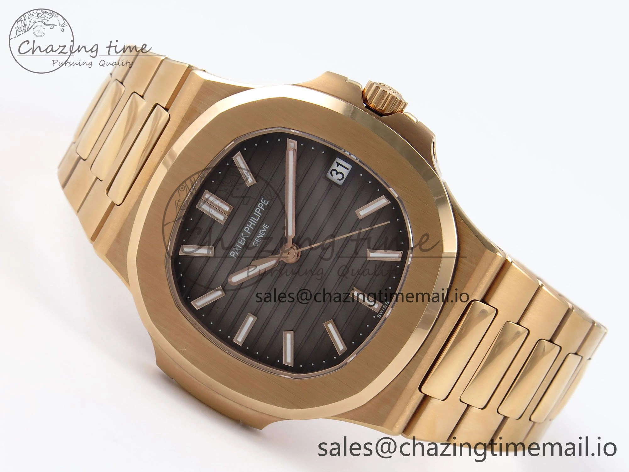 Nautilus 5711 1R RG 3KF 1:1 Best Edition Gray Textured Dial on RG Bracelet A324 Super Clone