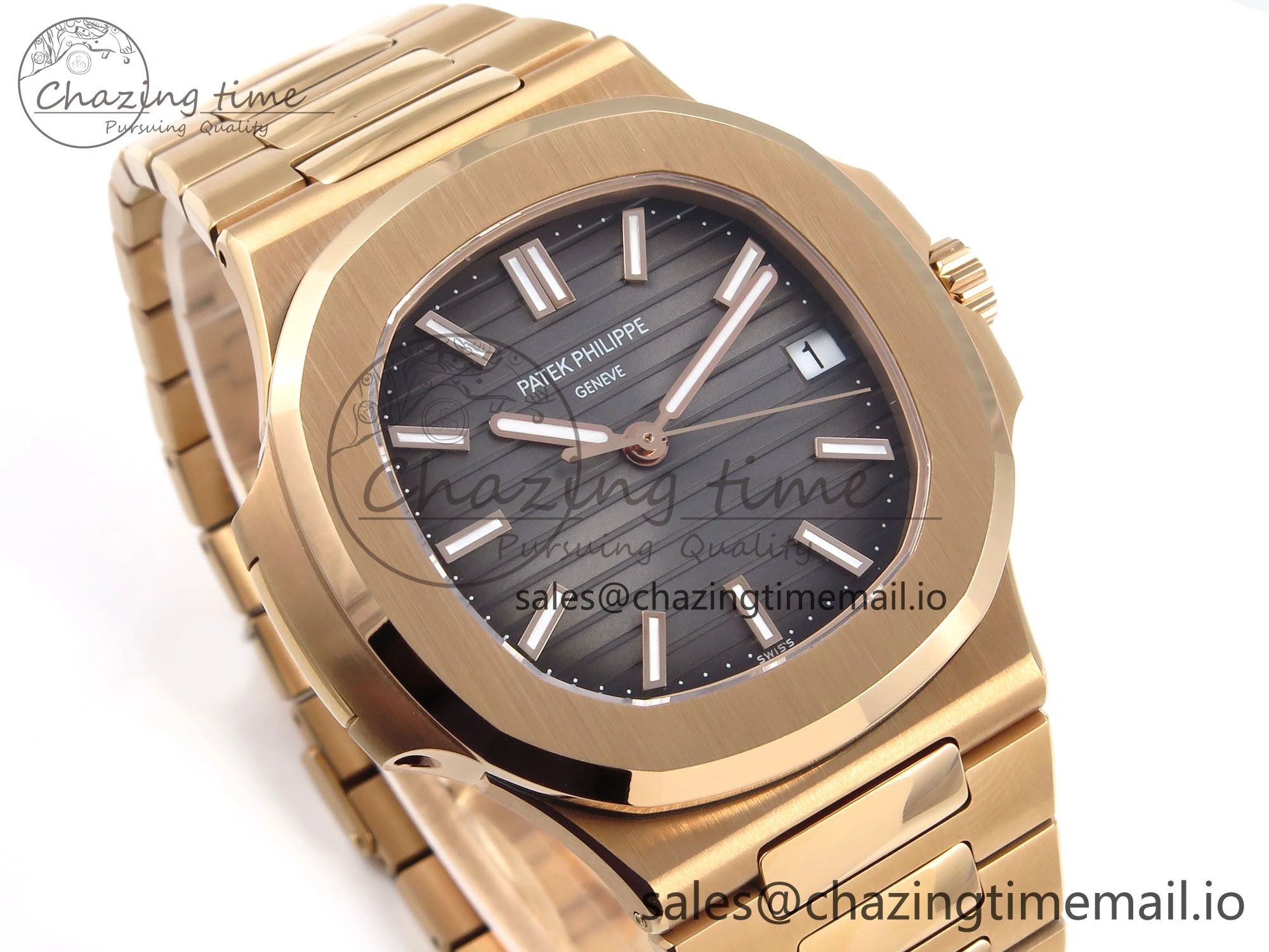 Nautilus 5711 1R RG 3KF 1:1 Best Edition Gray Textured Dial on RG Bracelet A324 Super Clone