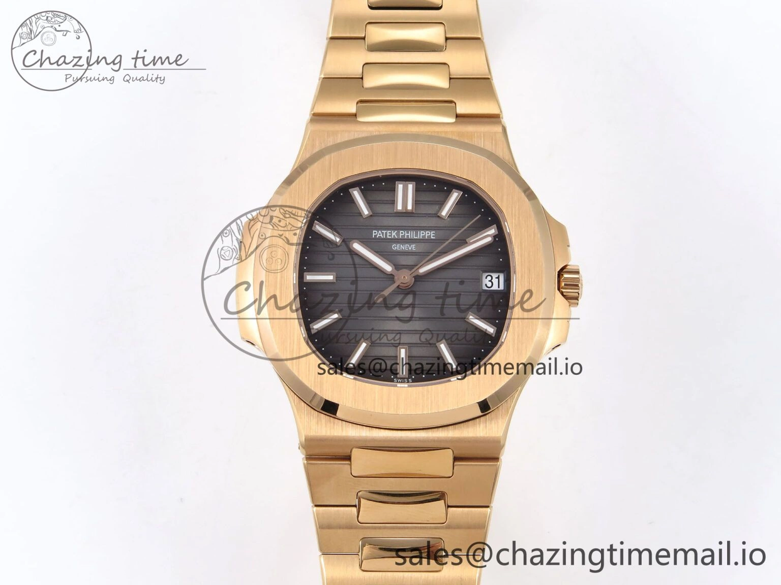 Nautilus 5711 1R RG 3KF 1:1 Best Edition Gray Textured Dial on RG Bracelet A324 Super Clone