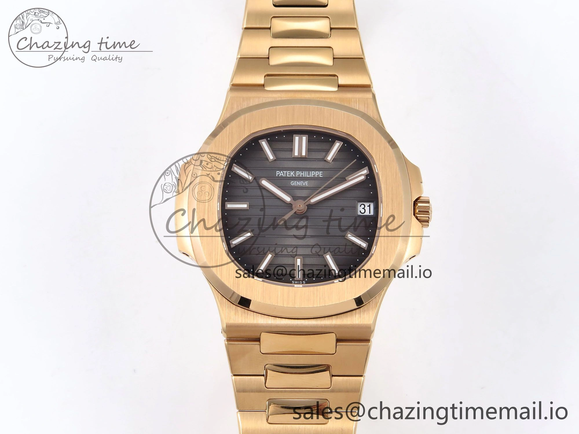Nautilus 5711 1R RG 3KF 1:1 Best Edition Gray Textured Dial on RG Bracelet A324 Super Clone