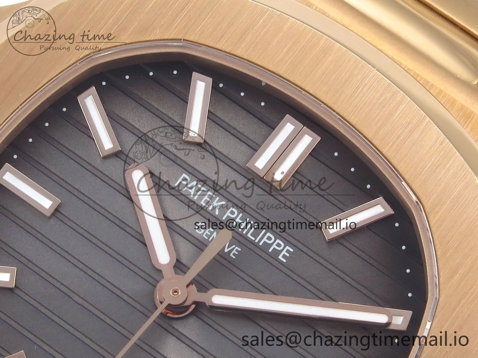 Nautilus 5711 1R RG 3KF 1:1 Best Edition Gray Textured Dial on RG Bracelet A324 Super Clone