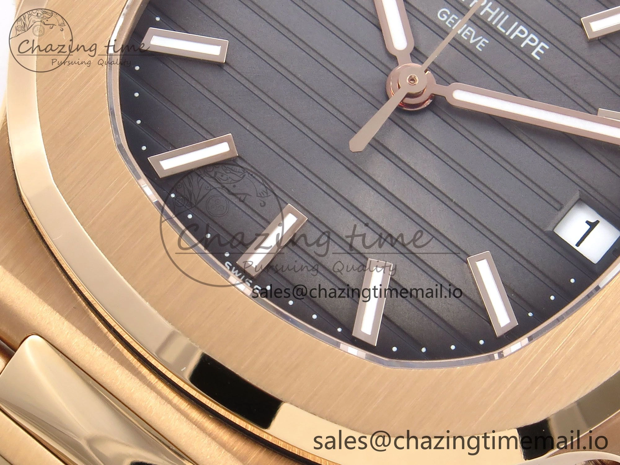 Nautilus 5711 1R RG 3KF 1:1 Best Edition Gray Textured Dial on RG Bracelet A324 Super Clone