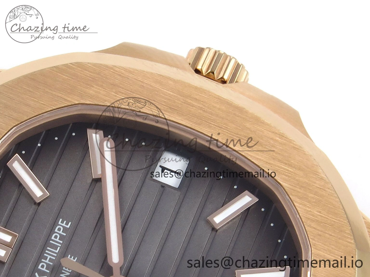 Nautilus 5711 1R RG 3KF 1:1 Best Edition Gray Textured Dial on RG Bracelet A324 Super Clone