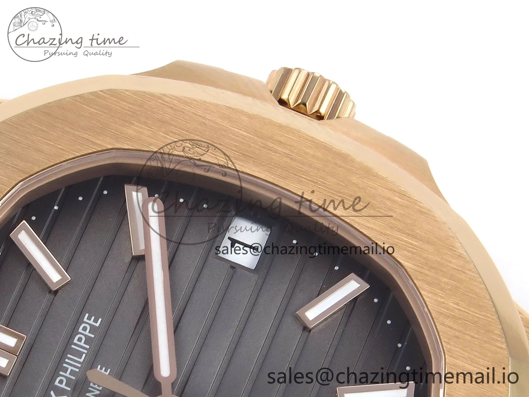 Nautilus 5711 1R RG 3KF 1:1 Best Edition Gray Textured Dial on RG Bracelet A324 Super Clone