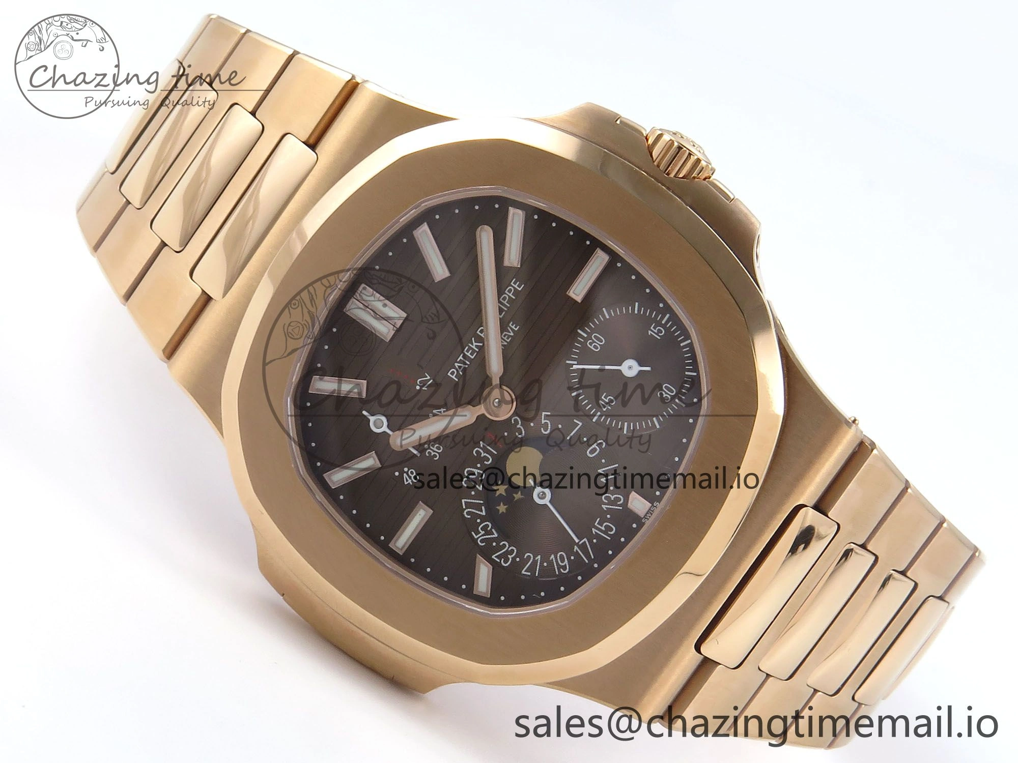 Nautilus 5712 RG OMEF 1:1 Best Edition Brown Dial on RG Bracelet A240 Super Clone