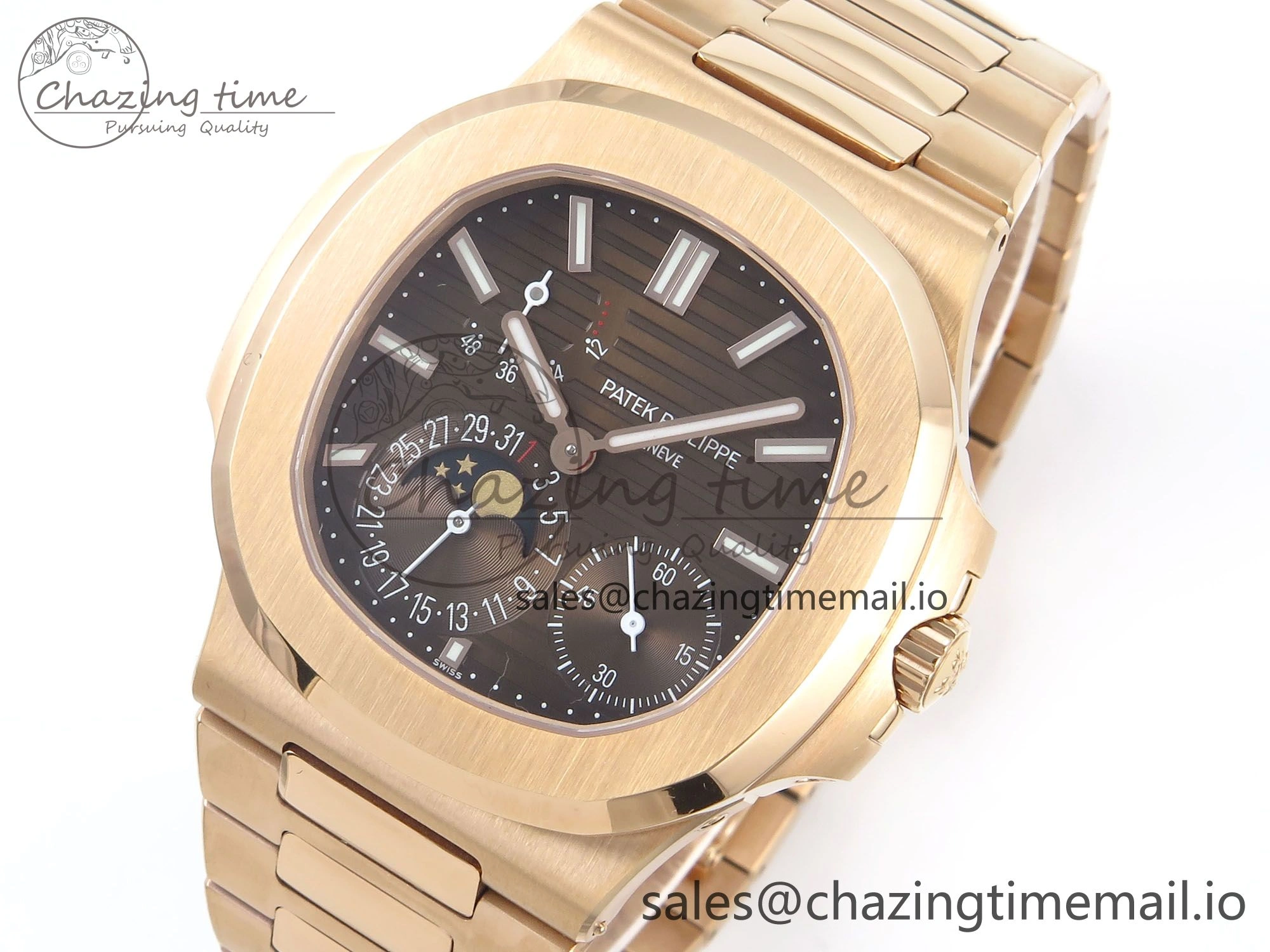 Nautilus 5712 RG OMEF 1:1 Best Edition Brown Dial on RG Bracelet A240 Super Clone