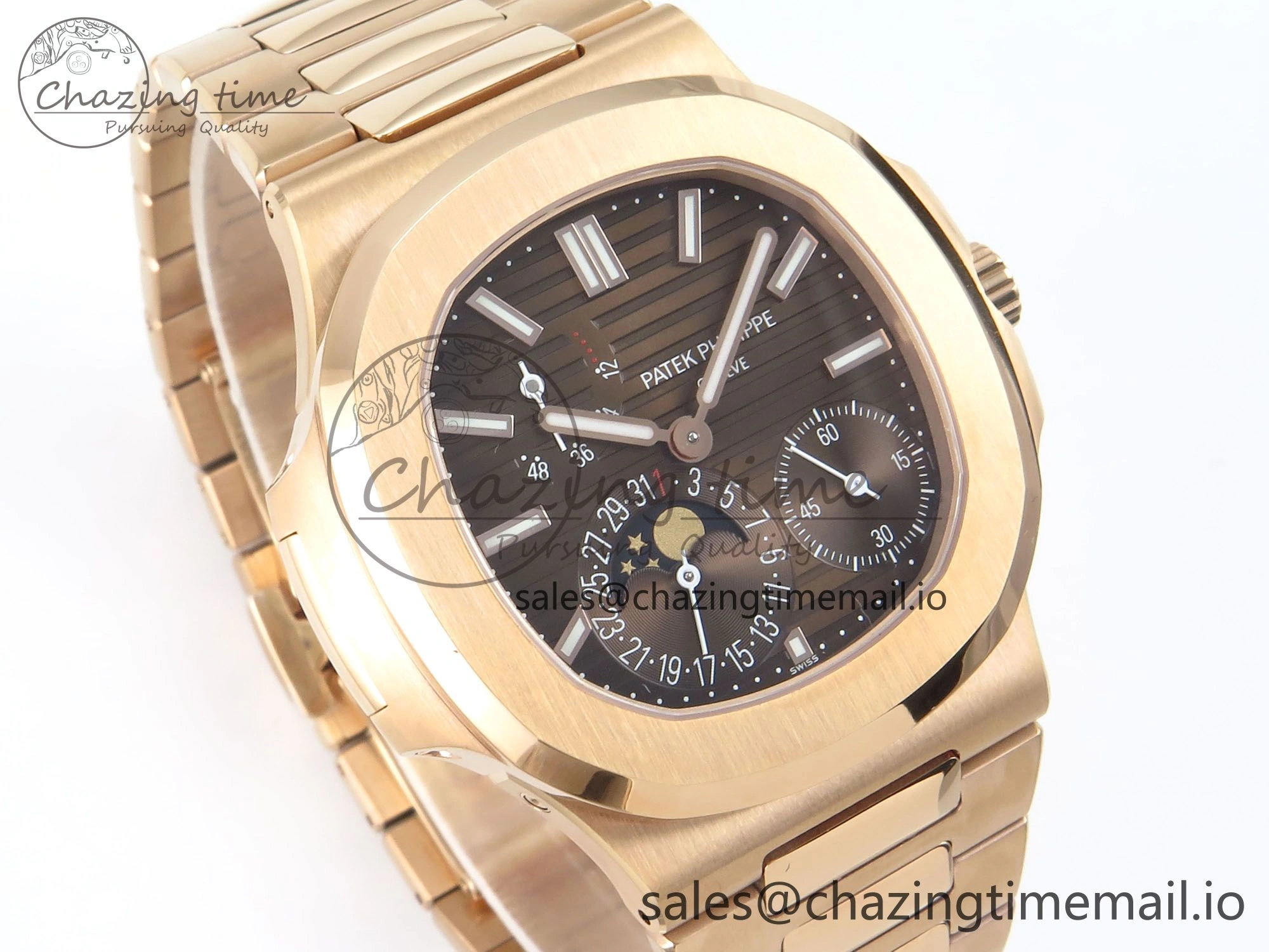 Nautilus 5712 RG OMEF 1:1 Best Edition Brown Dial on RG Bracelet A240 Super Clone