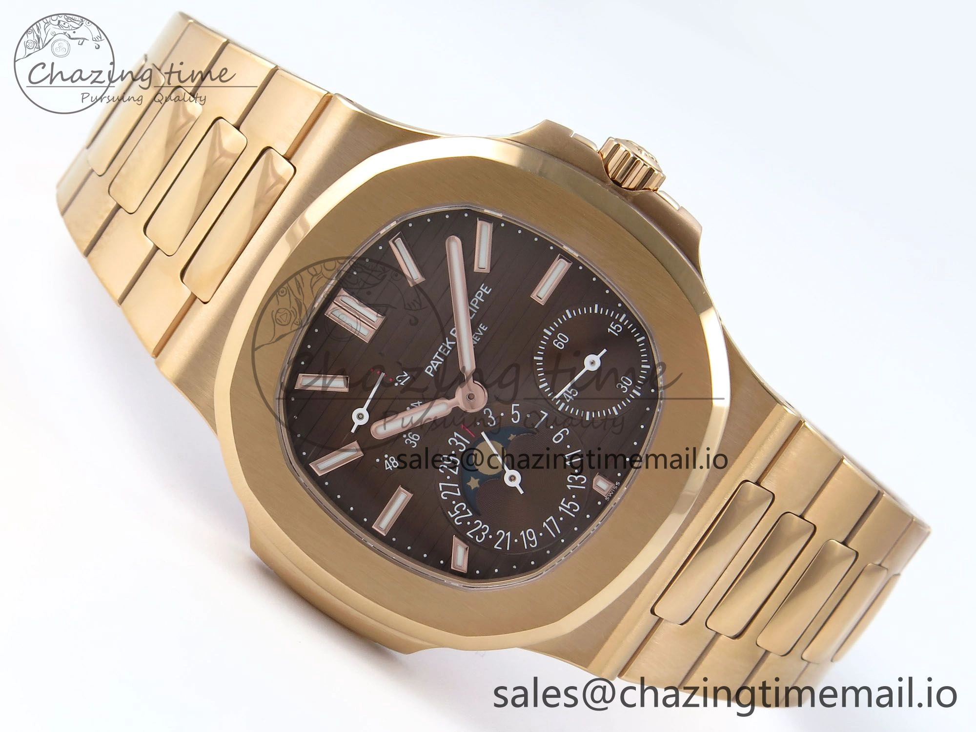 Nautilus 5712 RG PPF 1:1 Best Edition Brown Dial on RG Bracelet PPF240 Super Clone V4+