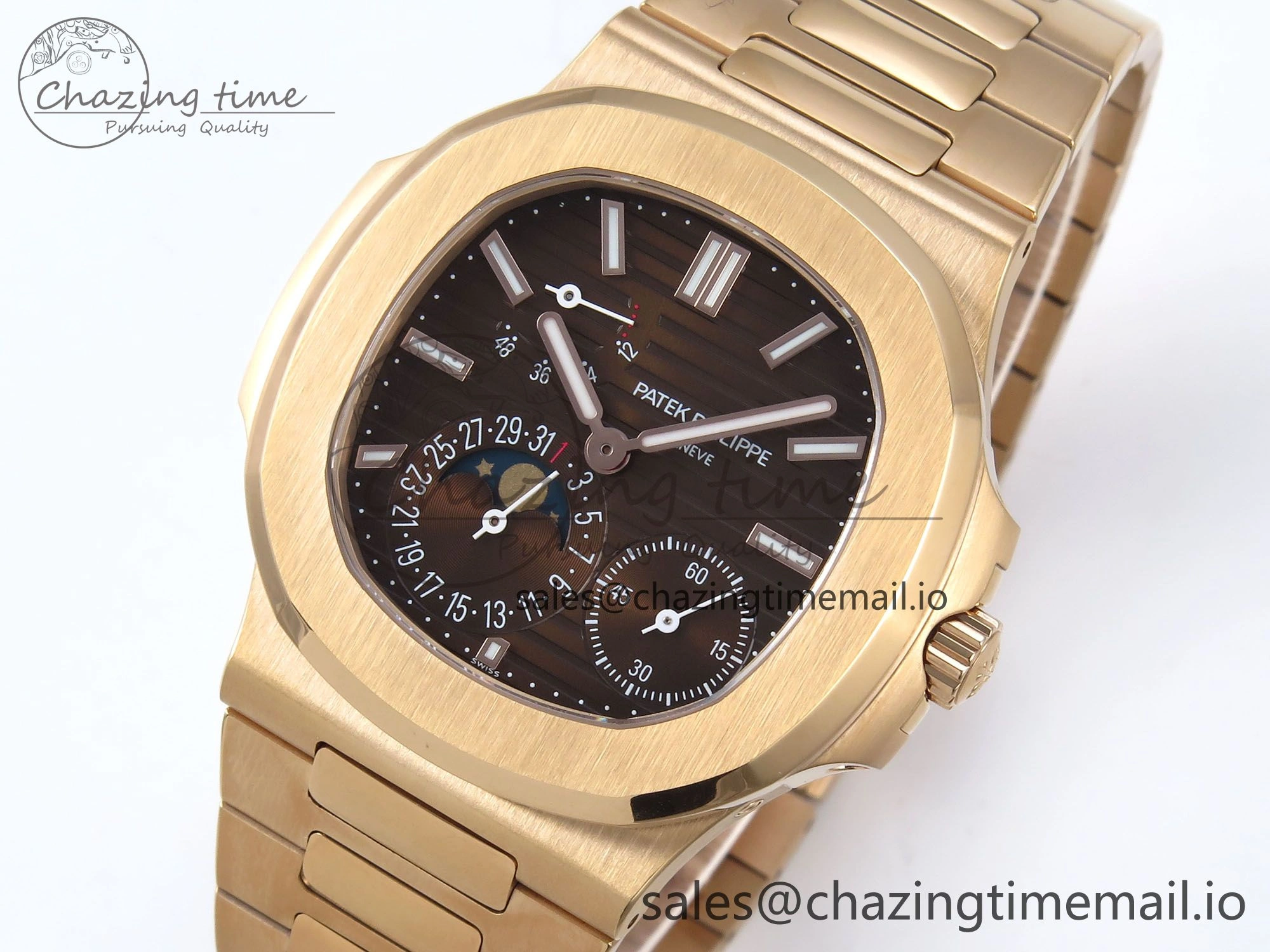 Nautilus 5712 RG PPF 1:1 Best Edition Brown Dial on RG Bracelet PPF240 Super Clone V4+