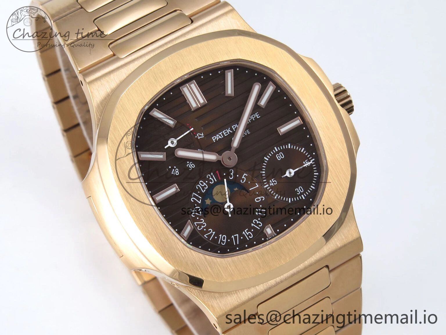 Nautilus 5712 RG PPF 1:1 Best Edition Brown Dial on RG Bracelet PPF240 Super Clone V4+