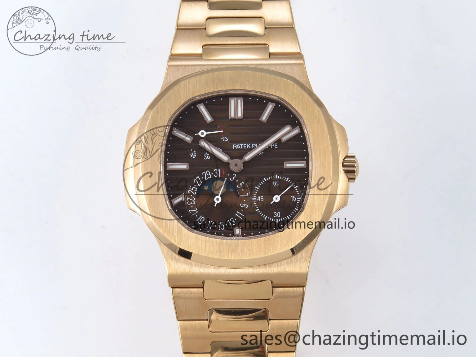 Nautilus 5712 RG PPF 1:1 Best Edition Brown Dial on RG Bracelet PPF240 Super Clone V4+