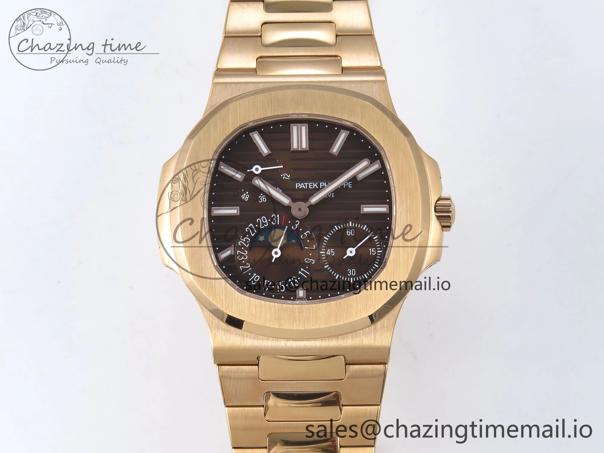 Nautilus 5712 RG PPF 1:1 Best Edition Brown Dial on RG Bracelet PPF240 Super Clone V4+