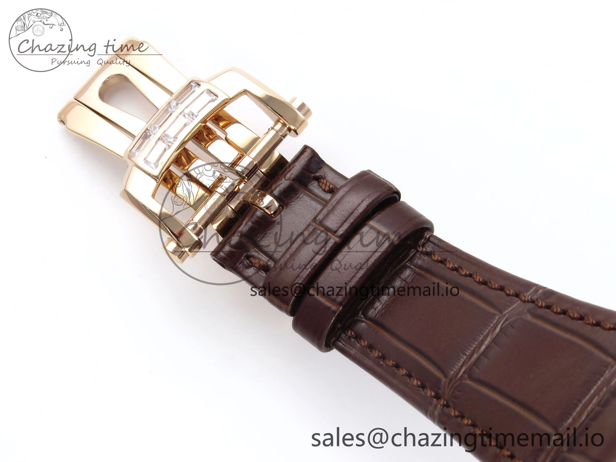 Nautilus 5712 RG PPF 1:1 Best Edition Gray Dial Diamonds Bezel on Brown Leather Strap A240 Super Clone V3