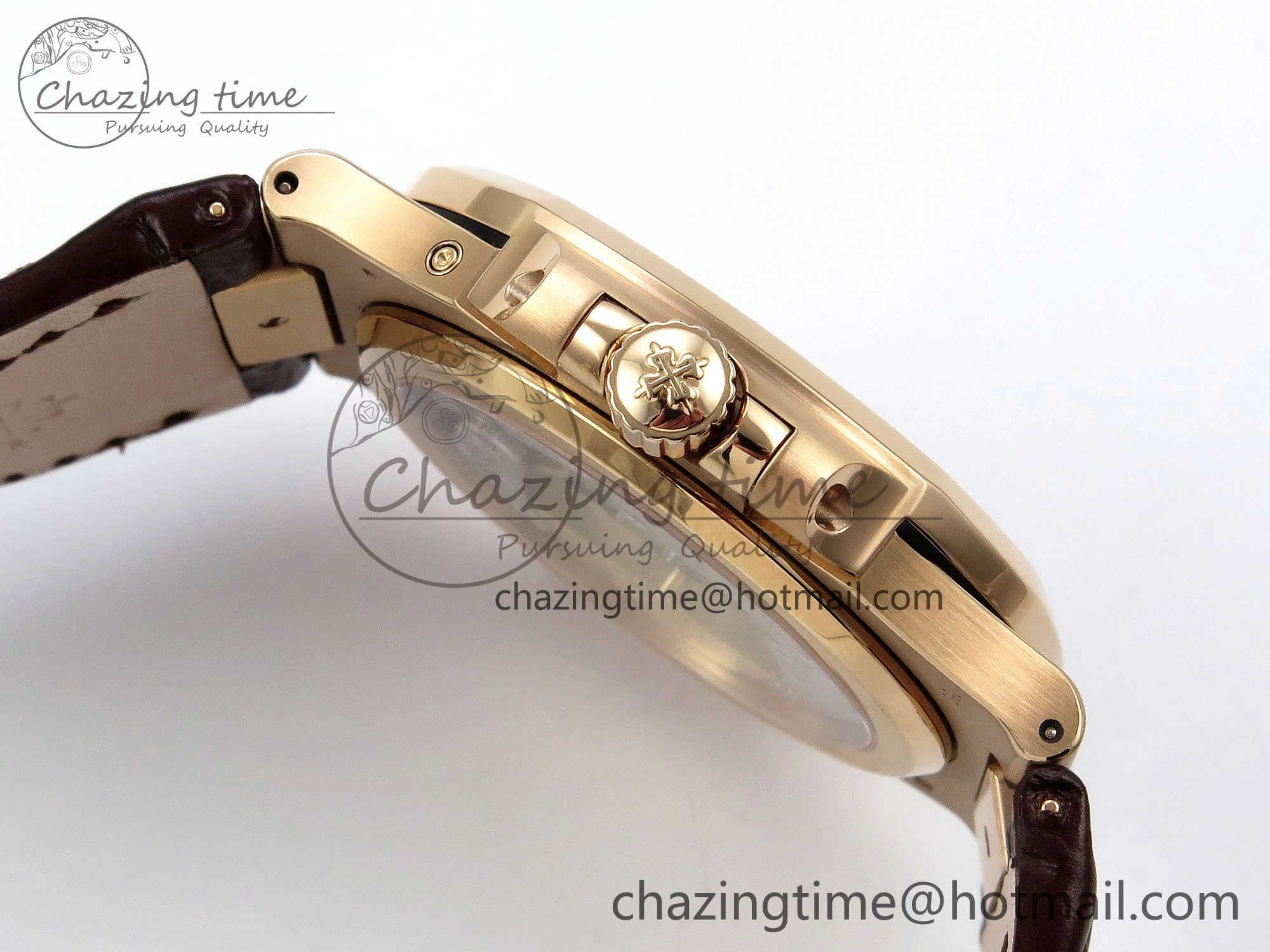 Nautilus 5712 RG PPF 1:1 Best Edition Gray Dial on Brown Leather Strap A240 Super Clone V2