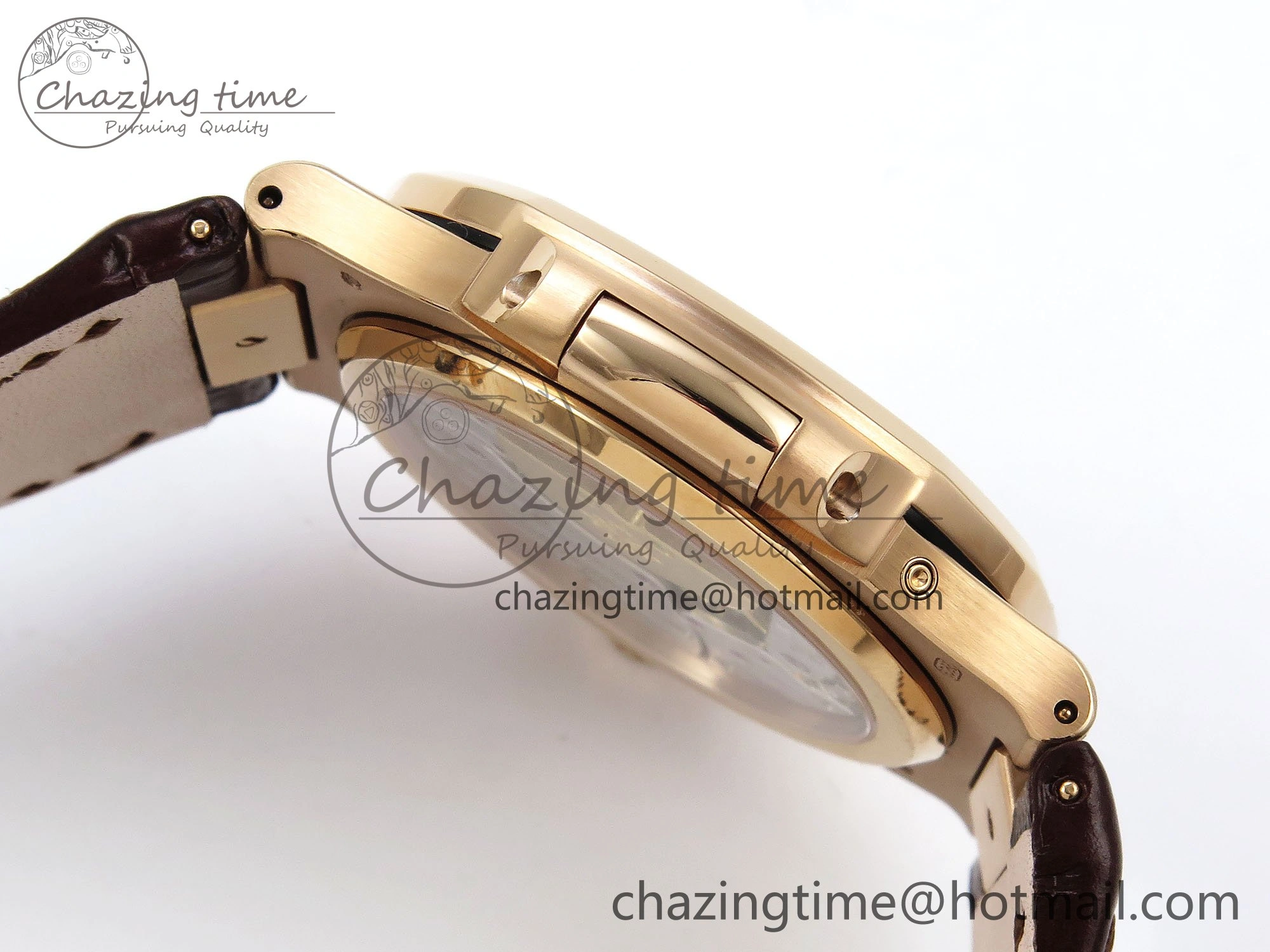 Nautilus 5712 RG PPF 1:1 Best Edition Gray Dial on Brown Leather Strap A240 Super Clone V2