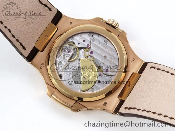 Nautilus 5712 RG PPF 1:1 Best Edition Gray Dial on Brown Leather Strap A240 Super Clone V2