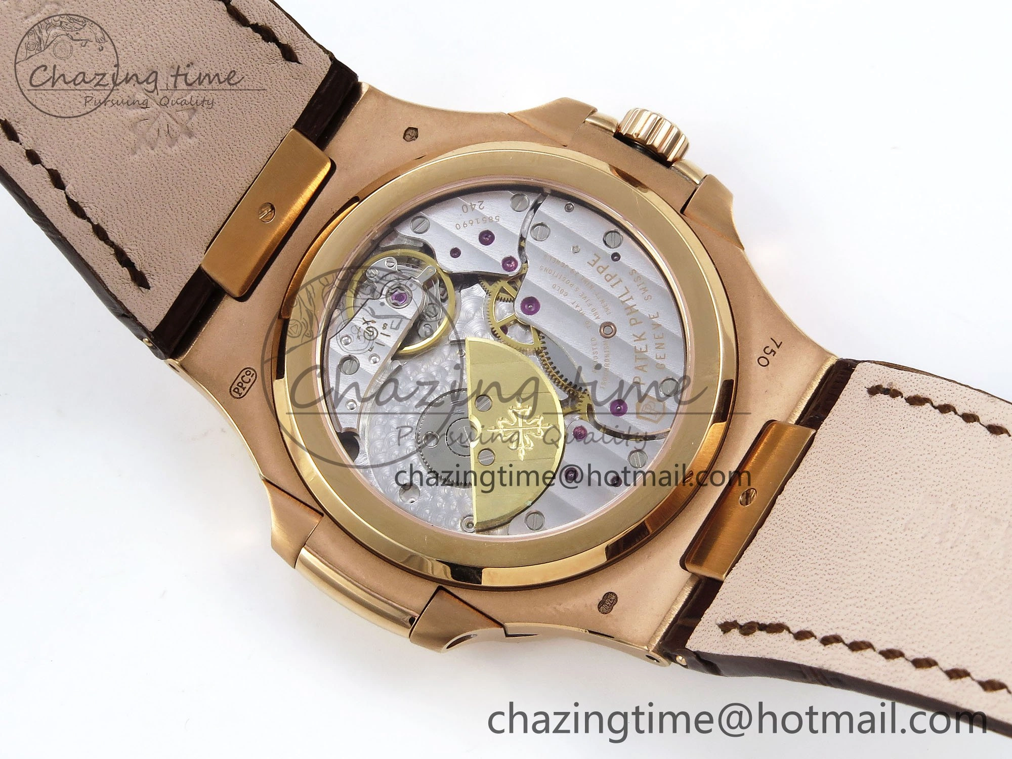 Nautilus 5712 RG PPF 1:1 Best Edition Gray Dial on Brown Leather Strap A240 Super Clone V2