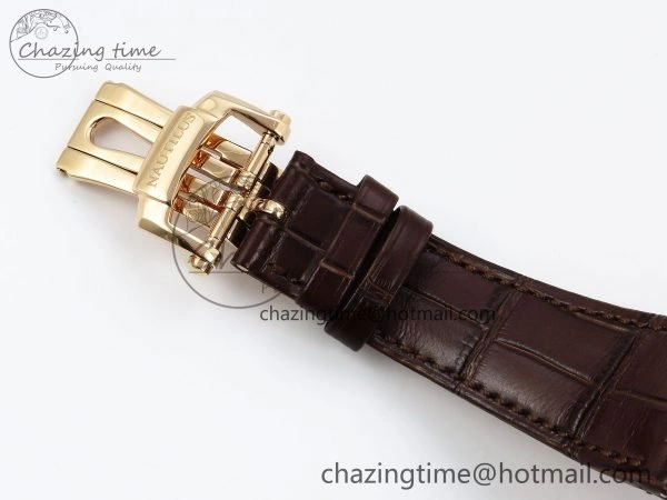Nautilus 5712 RG PPF 1:1 Best Edition Gray Dial on Brown Leather Strap A240 Super Clone V2